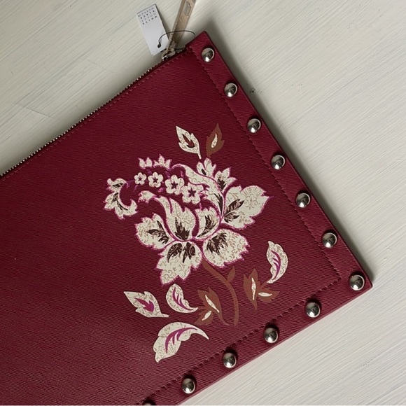 NWT White House Black Market Large Floral Studded Clutch - Picture 7 of 16